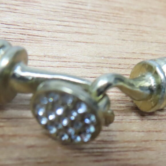 Silver Gold Tone Twisted Bracelet Hook Clasp with Rhinestones Vintage - Picture 3 of 3